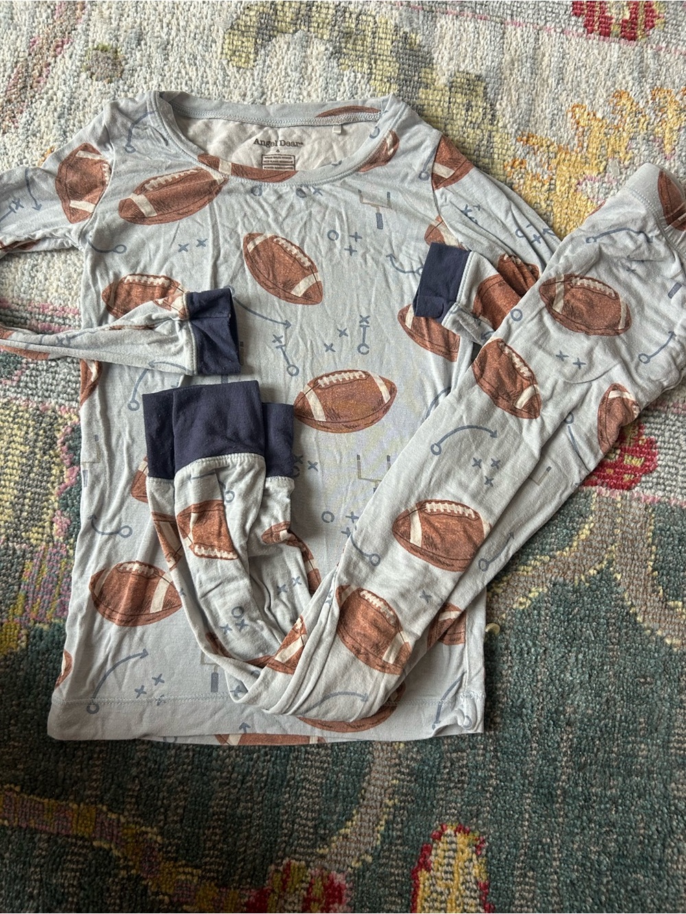 Angel Dear Children's Football Print Long Sleeve Top - Light Gray